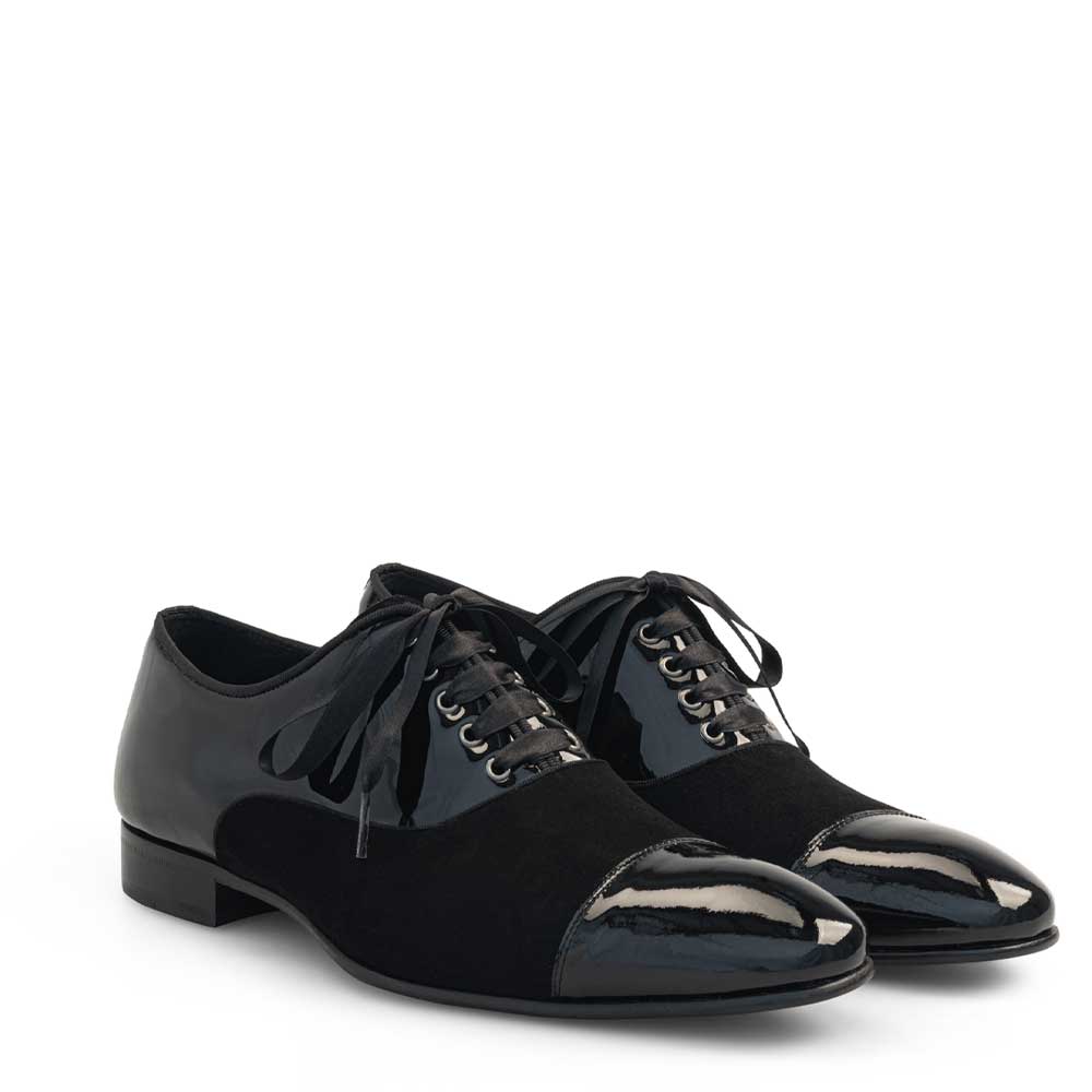 Patent Leather and Suede Cap Toe Oxford