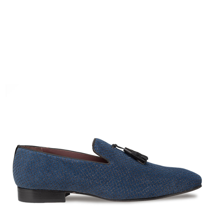 Patterned Suede Tasseled Formal Slip On