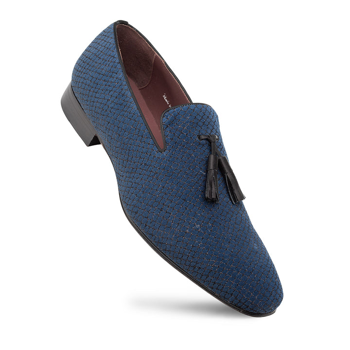 Patterned Suede Tasseled Formal Slip On