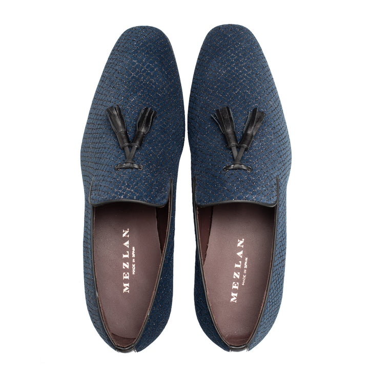 Patterned Suede Tasseled Formal Slip On