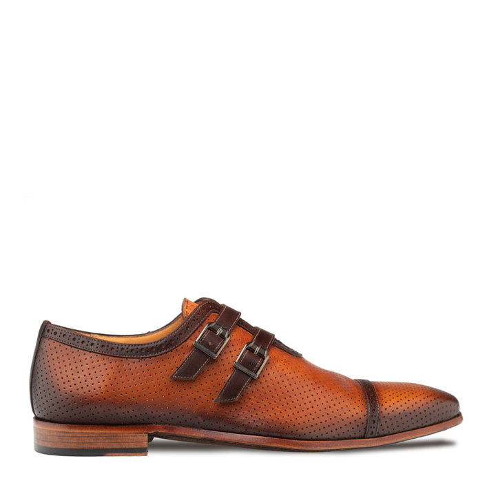 Perforated Calf Double Monk Strap