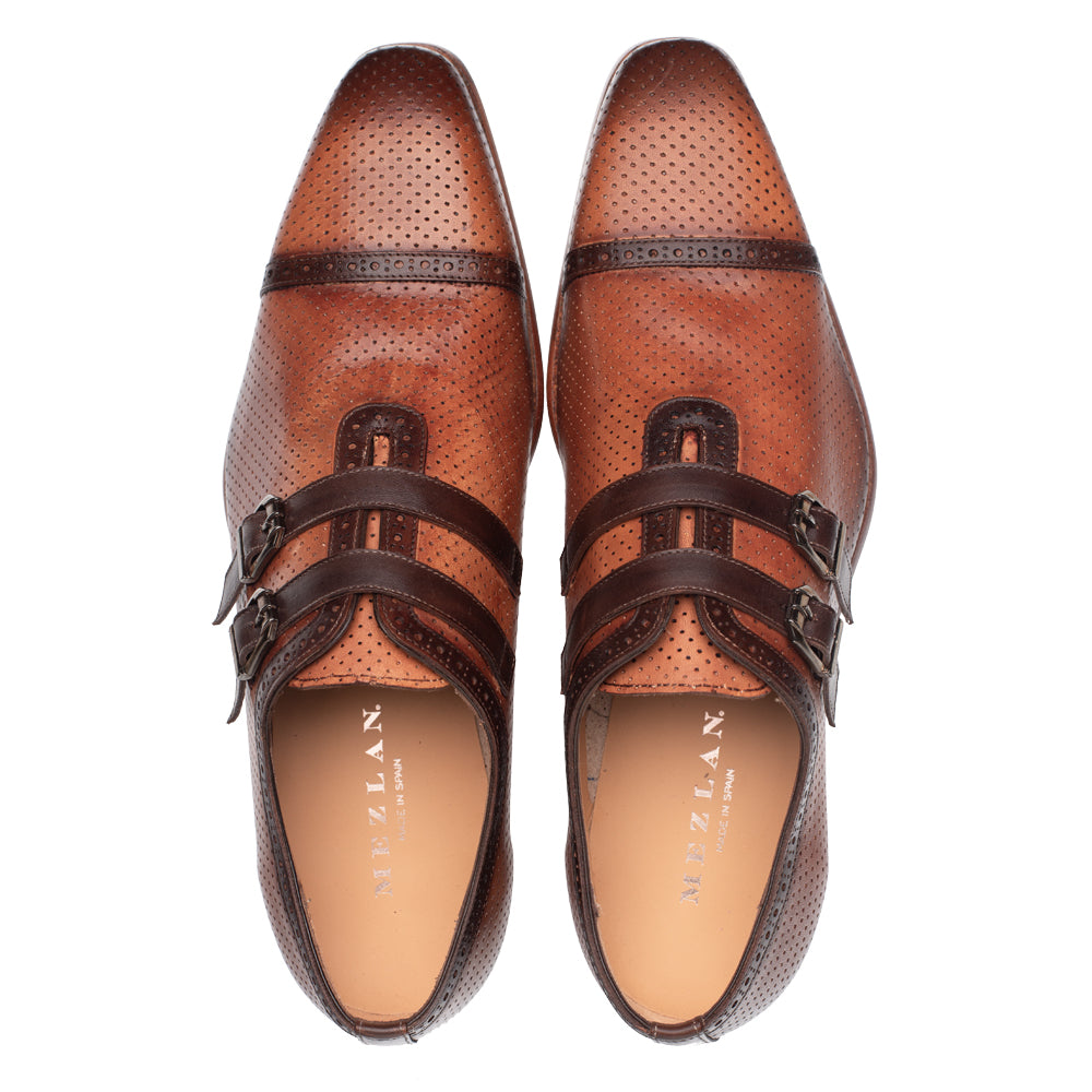 Perforated Calf Double Monk Strap