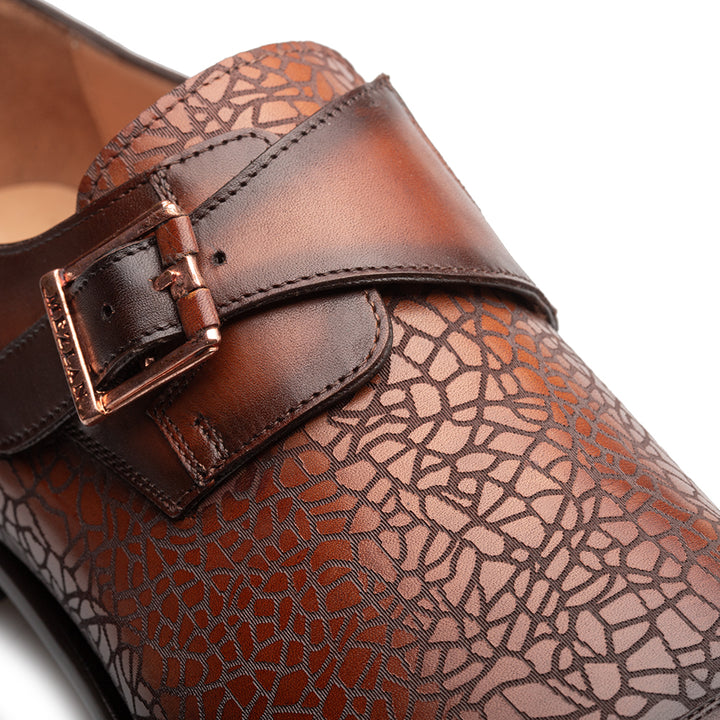 Laser-Print Calf Monk Strap