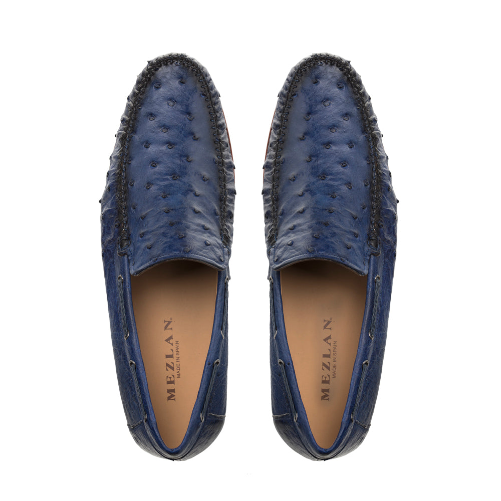 Mister Piles 40415 Men's Shoes Azure Blue Exotic Ostrich-Skin Monk-Straps  Loafers (MIS1144) – Dellamoda