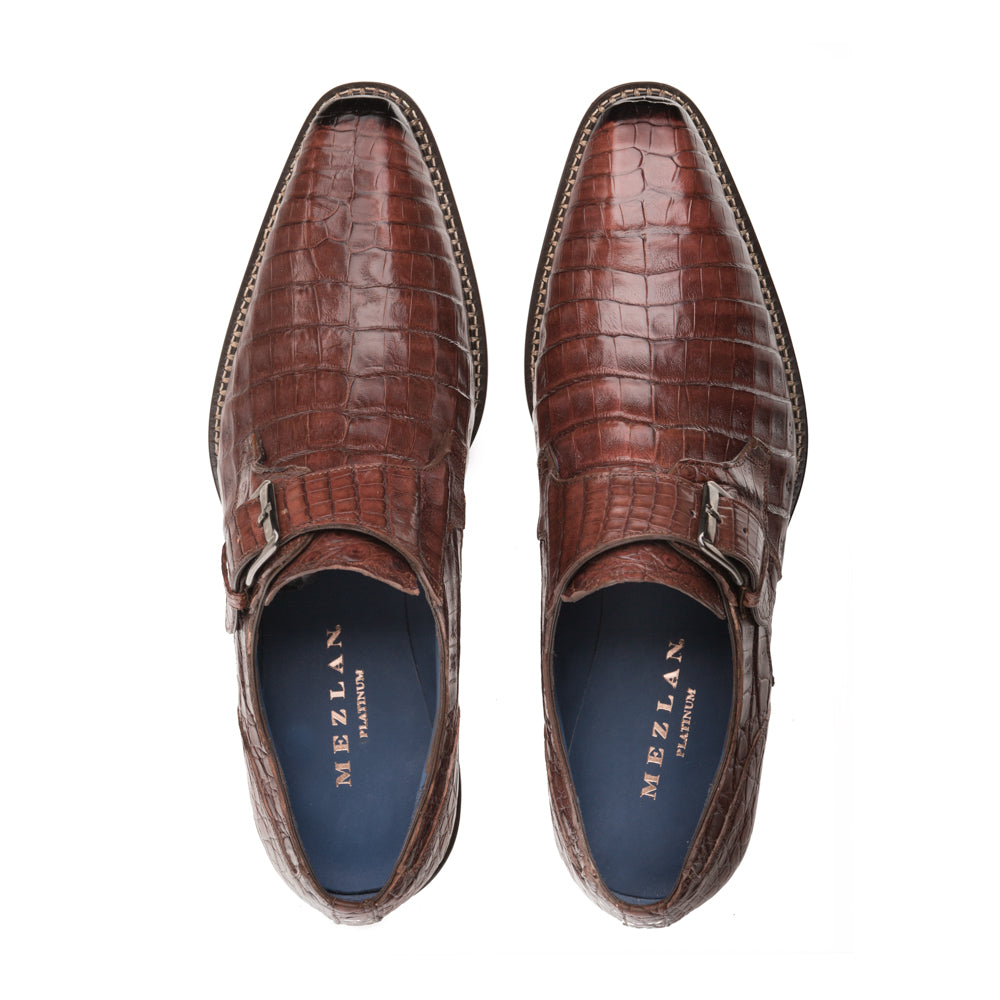 Mezlan gables genuine cheap crocodile monk strap shoe